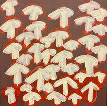Load image into Gallery viewer, Aboriginal Art representing emu tracks in white on red and burgundy